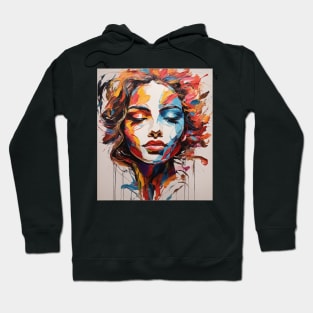 Girl's face pallet knives by oil painting Hoodie